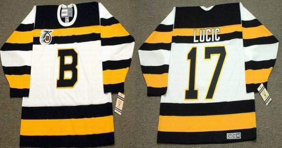 2019 Men Boston Bruins #17 Lucic White CCM NHL jerseys